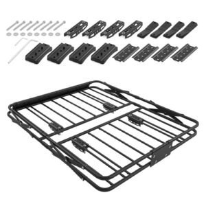 Roof Rack Cargo Basket, 46 x 36 x 4 in, Heavy Duty Roof Top Carrier Basket with Folding Design, 200 lbs Capacity, All-Weather Easy-Install Car Top Luggage Holder, Universal Fit for SUV Truck Car