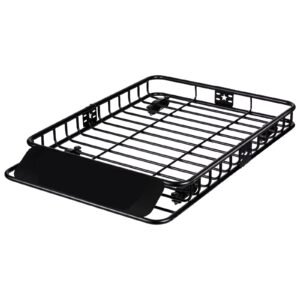 Roof Rack Cargo Basket, 46" x 36" x 4.5" Rooftop Cargo Carrier, Heavy-duty 200 LBS Capacity Universal Roof Rack Basket, Luggage Holder for SUV, Truck, Vehicle