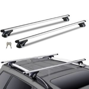 Roof Rack Cross Bars, Aluminum Roof Rack Crossbars, Fit Raised Side Rail with Gap, 200 lbs Load Capacity, Adjustable Crossbars with Locks, for SUVs, Sedans, and Vans