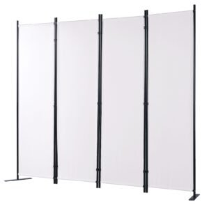 Room Divider, 5.6 ft Room Dividers and Folding Privacy Screens (4-panel), Fabric Partition Room Dividers for Office, Bedroom, Dining Room, Study, Freestanding, White