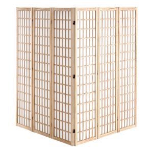 Room Divider, 6 Panel Japanese Room Divider, Wood Folding Privacy Screen Indoor, Japanese Partition Dividers Portable Decoration Screens, for Room Separation Home Office Restaurant & Bedroom
