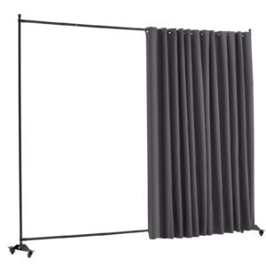 Room Divider, Portable Panel Room Divider with Wheels Curtain Divider Stand, Freestanding Room Divider Privacy Screen for Office, Bedroom, Dining Room, Study, Gray