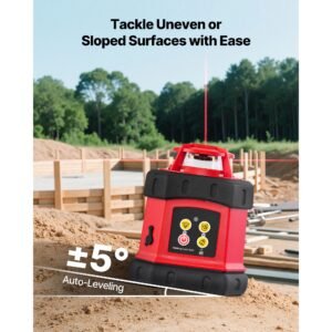 rotary laser level kit, 984ft 360 degree self leveling red horizontal laser transit,with tripod,receiver,remote control, scale, toolcase, ip54 waterproof, 0.12in/100ft precision for construction