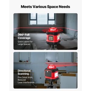 rotary laser level kit, 984ft 360 degree self leveling red horizontal laser transit,with tripod,receiver,remote control, scale, toolcase, ip54 waterproof, 0.12in/100ft precision for construction
