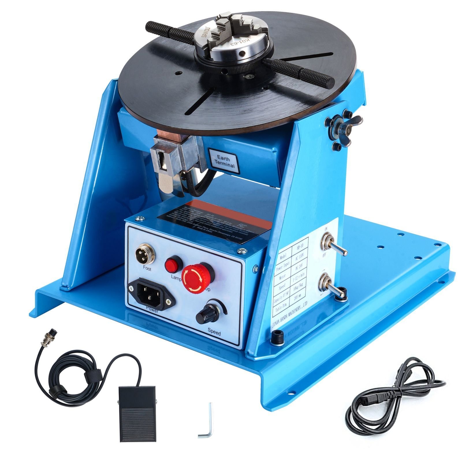 rotary welding positioner 10kg 0 90 welding positioning turntable table with 81 inch 3 jaw lathe chuck 1 12 rpm 20w portable welder positioning machine for cutting grinding assembly testing.jpg