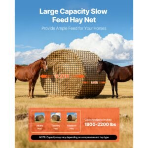 round bale hay net 591 x 591 x 591 ft 165 inch holes pe material knotless design with zip ties needle shuttle repair twine and storage bag slow feeder round bale net for horses 1.jpg
