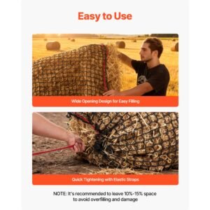 round bale hay net 591 x 591 x 591 ft 165 inch holes pe material knotless design with zip ties needle shuttle repair twine and storage bag slow feeder round bale net for horses 5.jpg