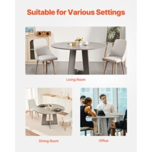 round dining table 47 inch wood table for 4 6 person farmhouse circle dinner furniture rustic leisure tables with thick wooden legs for home kitchen living room grey only table 1.jpg