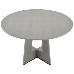 round dining table 47 inch wood table for 4 6 person farmhouse circle dinner furniture rustic leisure tables with thick wooden legs for home kitchen living room grey only table.jpg
