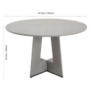 round dining table 47 inch wood table for 4 6 person farmhouse circle dinner furniture rustic leisure tables with thick wooden legs for home kitchen living room grey only table 4.jpg