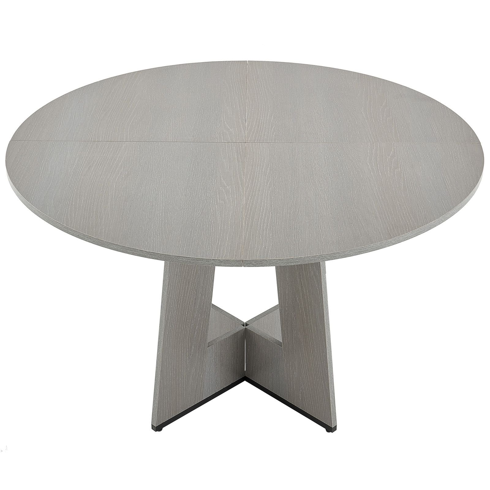 round dining table 47 inch wood table for 4 6 person farmhouse circle dinner furniture rustic leisure tables with thick wooden legs for home kitchen living room grey only table.jpg