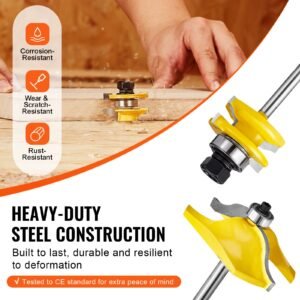 router bits set 3 pieces carbide router bit kit with 14 inch shank wood carrying case woodworking tools for professional and beginners carpenter for wood mdf particle board plywood 5.jpg