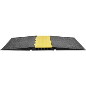 Rubber Cable Guard, 5-Channel, 22000 lbs per Axle Load Capacity, Durable Cord Protection Ramp with Hinged Lid for Driveway, Speed Control, and Accessibility Compliance for Both Indoor & Outdo