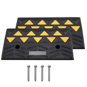 Rubber Curb Ramp 2 Pack, 5" Rise Height Heavy-Duty 33069 lbs/15 T Capacity Threshold Ramps, Driveway Ramps with Stable Grid Structure for Cars, Wheelchairs, Bikes, Motorcycles