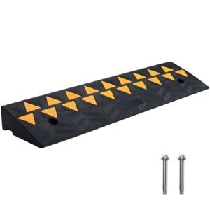 Rubber Curb Ramp 3.7" Rise Height Sidewalk Curb Ramp, 10" Width 39.4" Length Driveway Ramp for Curb, 15T Heavy Duty Rubber Ramp for Forklifts, Trucks, Buses, Cars, Wheelchairs, Bikes