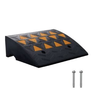 Rubber Curb Ramp 6" Rise Height Sidewalk Curb Ramp, 14.6" Width 19.3" Length Driveway Ramp for Curb, 15T Heavy Duty Rubber Ramp for Forklifts, Trucks, Buses, Cars, Wheelchairs, Bikes