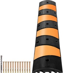 Rubber Speed Control Hump, Dual Channel, 2 Units, 72.8" Length, Supports Up to 22000 LBS, Dimensions 72.8 x 12.2 x 2.2, Suitable for Asphalt, Concrete, and Gravel Surfaces - 6 Feet