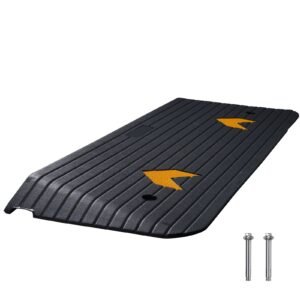 Rubber Threshold Ramp, 2" Rise Threshold Ramp Doorway, Recycled Rubber Power Threshold Ramp Rated 33069 lbs Load Capacity, Non-Slip Surface Rubber Solid Threshold Ramp for Wheelchair and Scooter
