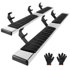 Running Boards, 6" Step Bars Compatible with 2015-2023 Ford F150-Crew Cab/2017-2023 Ford F-250 F-350 Super Duty Crew Cab, 201 Stainless Steel Side Steps Nerf Bars, 500LBS Capacity, 2 Piece