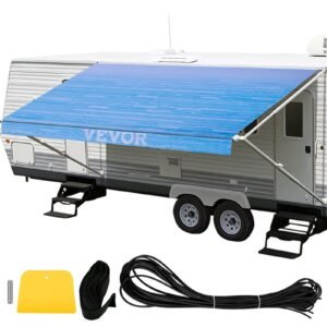 RV Awning 17' Camper Awning Fabric, Trailer Awning Canopy Patio Camping Car Awning, Durable 15oz Vinyl Roller Tube for RV, Van, SUV, Patio Awning Replacement Ocean Blue Fade