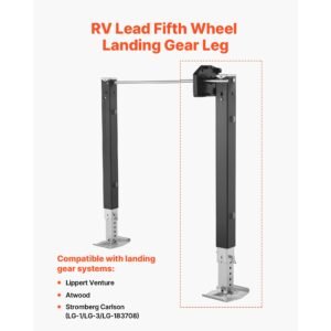 rv lead fifth wheel landing gear leg 179013, 32.5 inch 5th wheel landing gear universal replacement compatible with lippert venture, atwood, stromberg carlson systems, with pin and base, black