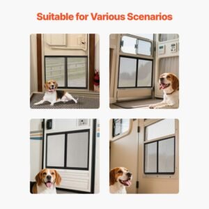 rv screen door protector 265 x 20 inch door grille easy to install and disassemble reinforced breathable protective mesh aluminum alloy camper rv entry protector for pet protection black 2.jpg