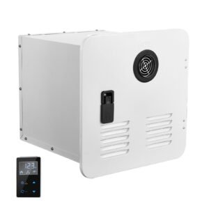RV Tankless Water Heater, Instant Shower with 15 x 15 inches White Door and Remote Controller, 65000BTU Optimized Comfort Performance Hot Water, Ideal for RVers' Family Everyday Use