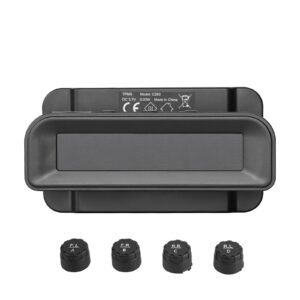 RV Tire Pressure Monitoring System, 7.3-87 PSI Trailer TPMS, Universal Wireless Car Alarm System, Waterproof TPMS Sensors Set with Solar Charge, 4 Sensors, 5 Alarm Modes, and Real-time Display