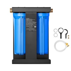 RV Water Filtration System, 2-Cartridge Water Filter System for Campers, Remove Chlorine, Bad Tastes, Odors, and Most Contaminants, RV Filter with Bracket for RVs, Boats, Vans