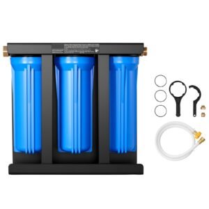 RV Water Filtration System, 3-Cartridge Water Filter System for Campers, Remove Sediments, Chlorine, Bad Tastes, Odors, and Most Contaminants, RV Filter with Bracket for RVs, Boats, Vans