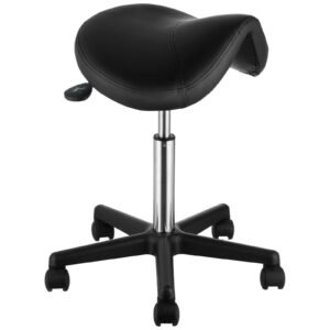 saddle stool with wheels 400 lbs weight capacity height adjustable thickened pu leather swivel saddle stool chair for salon spa tattoo clinic black 5.jpg
