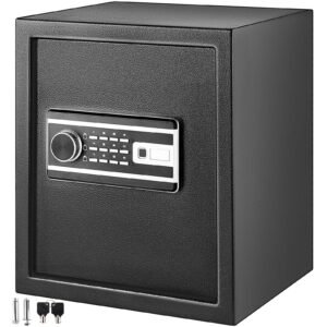 Safe Box, 1.7 CU.FT Fingerprint Safe Box for Money with 2 Keys & Digital Keypad, Q235 Steel Safe Box for Storing Cash, Jewelry, Pistols, Documents, Watches in Home & Office & Hotel