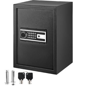 Safe Box, 2.1 CU.FT Fingerprint Safe Box for Money with 2 Keys & Digital Keypad, Q235 Steel Safe Box for Storing Cash, Jewelry, Pistols, Documents, Watches in Home & Office & Hotel