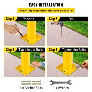 safety bollard 48x45 safety barrier bollard 4 12 od 48 height yellow powder coat pipe steel safety barrier with 4 free anchor bolts for traffic sensitive area 5.jpg