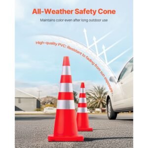 safety cones 6 x 36 traffic cones pvc orange construction cones reflective collars traffic cones with weighted base used for traffic control driveway road parking and school improvement 2.jpg