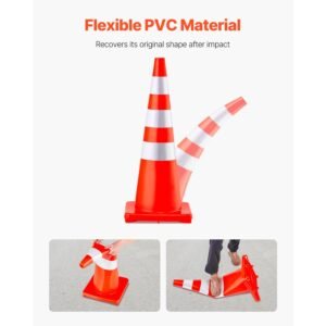 safety cones 6 x 36 traffic cones pvc orange construction cones reflective collars traffic cones with weighted base used for traffic control driveway road parking and school improvement 3.jpg