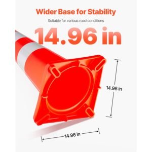 safety cones 6 x 36 traffic cones pvc orange construction cones reflective collars traffic cones with weighted base used for traffic control driveway road parking and school improvement 4.jpg