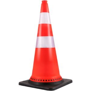 Safety Cones, 8 x 30" Traffic Cones, PVC Orange Construction Cones, Reflective Collars Traffic Cones with Black Weighted Base Used for Traffic Control, Driveway Road Parking and School Improvem