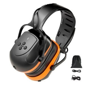 Safety Earmuffs, Electronic Ear Muffs with 5.1 Bluetooth Technology Ear Protector, Noise Reduction Headphone NRR23dB, Hearing Protection Earmuffs for Shooting, Manufacturing and Lawn Mowing