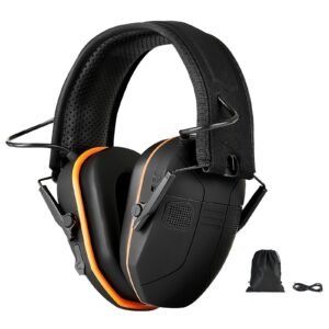 Safety Earmuffs, Electronic Ear Muffs with 5.3 Bluetooth Technology and Sound Amplification, Noise Reduction Headphone NRR23dB, Hearing Protection Earmuffs for Shooting, Lawn Mowing and Work