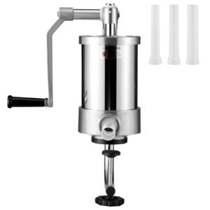 Sausage Stuffer, 2.5LBS/1.5L Capacity, 304 Stainless Steel Vertical Sausage Stuffer, Sausage Filling Machine with 3 Stuffing Tubes, Suction Base and Manual Crank for Household or Commercial Use