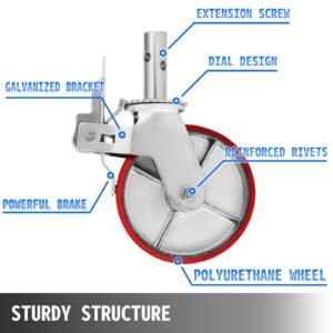 scaffolding wheels set heavy duty 4 pack 8 scaffolding casters with 4400 lbs per set and locking stem casters with brake polyurethane replacement for scaffold shelves workbench 1.jpg