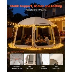 screen house tent 15 x 138 ft 12 15 person pop up screen tent portable screened in canopy with carry bag netting sides ground stakes for garden patio backyard outdoor activities beige 4.jpg