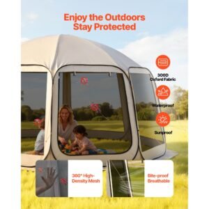 screen house tent 15 x 138 ft 12 15 person pop up screen tent portable screened in canopy with carry bag netting sides ground stakes for garden patio backyard outdoor activities beige 5.jpg