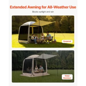 screen house tent 6 x 6 ft 4 6 person pop up screen tent with extended awning portable screened in canopy with carry bag netting sides for patio backyard and outdoor activities beige 5.jpg