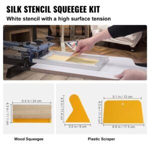 screen printing kit 3 pcs aluminum silk screen printing frames 5 glitters and screen printing squeegees and transparency films 6x108x1210x14inch 110 count mesh for diy t shirts printing 3.jpg