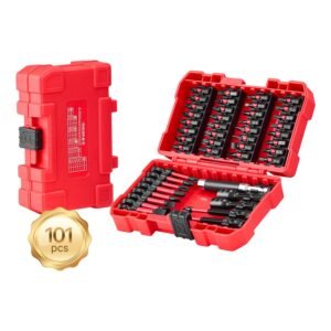 screwdriver bit set 101 piece magnetic phillips pozidriv slotted square torx hex bits hex nut sockets extension rod with storage case high strength s2 alloy steel blackened finish 3.jpg