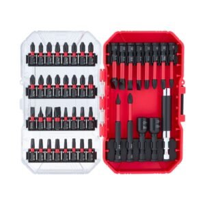 screwdriver bit set 45 piece magnetic phillips slotted square torx bit hex nut sockets extension rod with transparent storage case high strength s2 alloy steel blackened finish.jpg