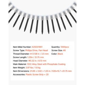 screws 6 x 1 14 inch length drywall to wood collated screw all purpose high hardness alloy steel self drilling drywall screws for home diy space renovation1000 per box 2.jpg