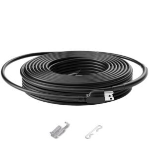 Self-Regulating Pipe Heating Cable, 50FT 5W/FT Heat Tape for Pipes, Roof Snow Melting De-icing, Gutter and Pipe Freeze Protection